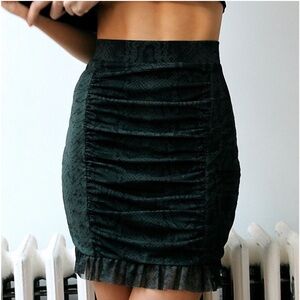 NWT free people, mini skirt animal print combo, snake print ruffle